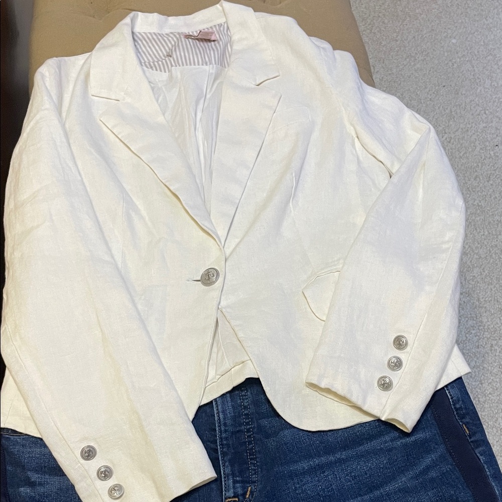 St. Tropez Ivory Blazer with Button Accents